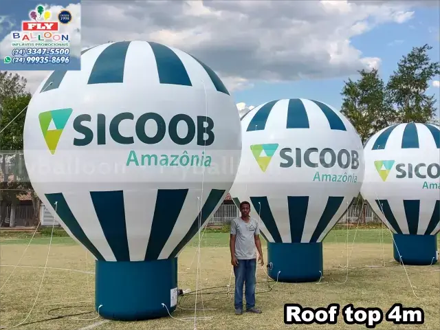 Balões infláveis promocionais roof top Sicoob Amazônia