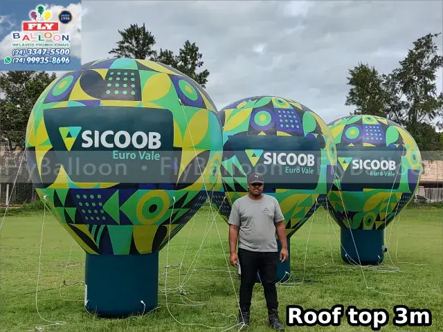 Balões infláveis promocionais roof top Sicoob Euro Vale